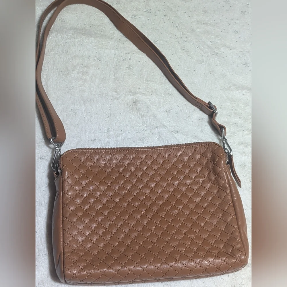Vera Bradley Quilted Brown Leather Shoulder Bag - Picture 14 of 14